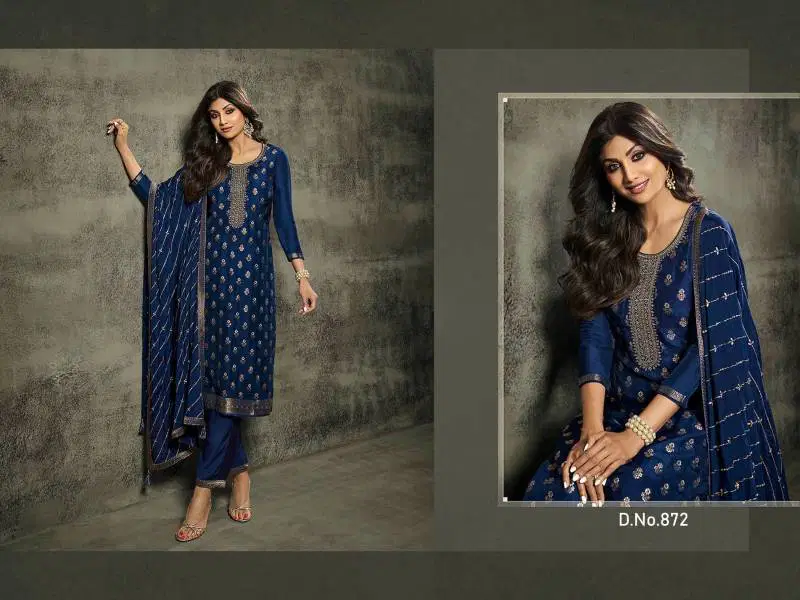 Shilpa Shetty 871 To 8765 Jacquard Viscose Embroidery Salwar Kameez